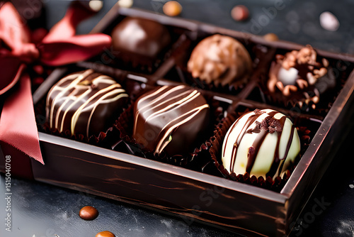 chocolate candies in a box