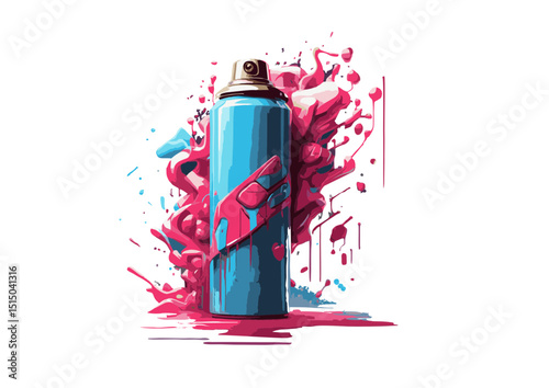 Vibrant Spray Paint Can Illustration Exploding Color and Artistic Expression