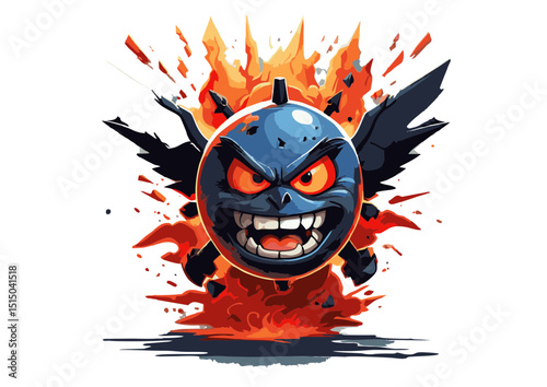 Fiery Demon Bomb Explosive Fantasy Character Illustration