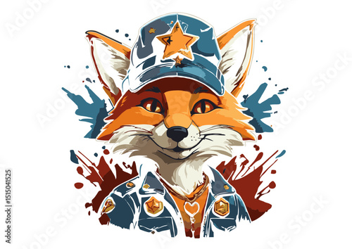 Charming Fox Police Officer Illustration A Cute and Playful Digital Art Piece