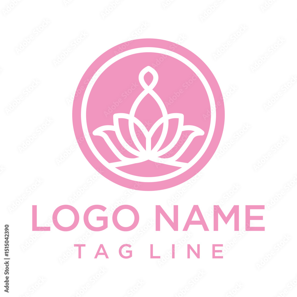 Φωτογραφία Elegant pink lotus flower logo design symbolizing beauty, purity, balance, and wellness in a modern, minimal style