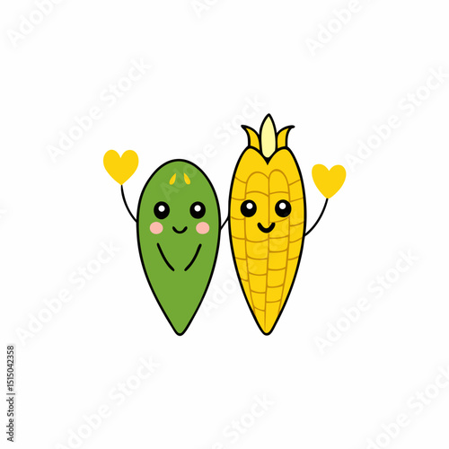 wo corn cobs looking lovingly at each other