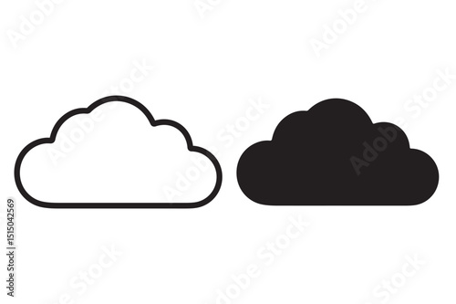 Fluffy cloud vector icon Design elements for the weather forecast Silhouette vector illustration on white background 