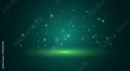 Abstract Glowing Background with Sparkles and Green Light for Presentation