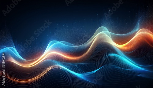 abstract representation of digital waves and energy in a dark background showcasing modern technology and innovation
