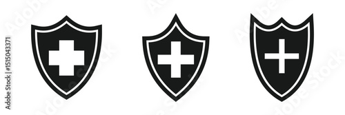 Medical Protection Shield Icon Healthcare Security and Safety Symbol for Websites and Apps. Medical shield icon.