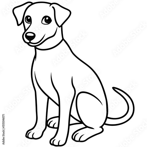 Dog Sitting in Attentive Pose – Smooth Clean Outline for Pet Branding