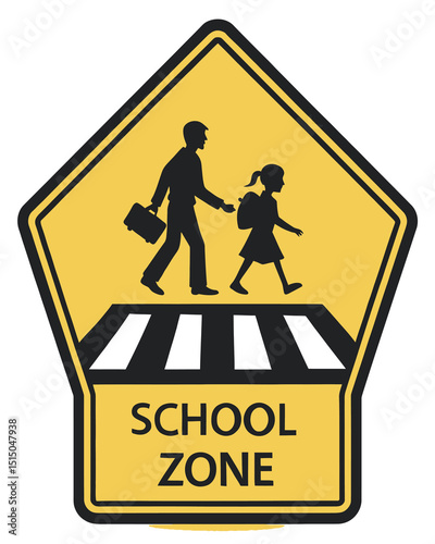school zone sign on a white background 