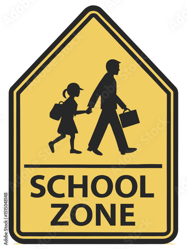 school zone sign on a white background 