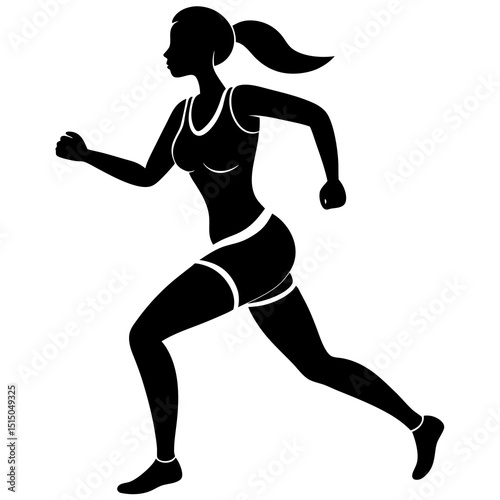 silhouette of a young woman running