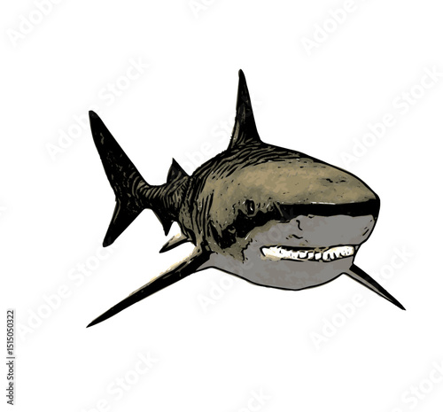 This image is animal ilustration of Tiger shark fish vector Aqua sea , great picture for logo icon or mascot or educational 
