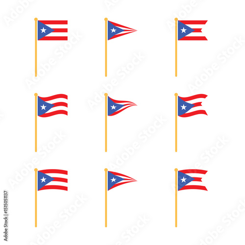 Puerto Rico Flag With Pole