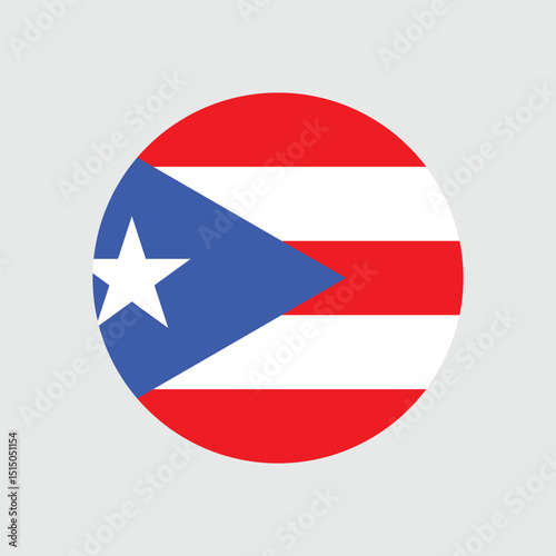 Puerto Rico Round Flag Flat Design