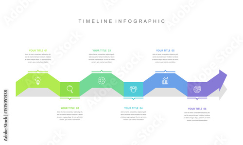 Business road map timeline infographic concept. with icons and 6 options, Business Presentation, workflow layout, diagram, report, web design. Creative, vector, illustration.