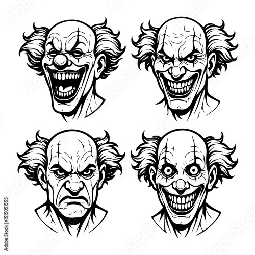 grinning clown face mascot