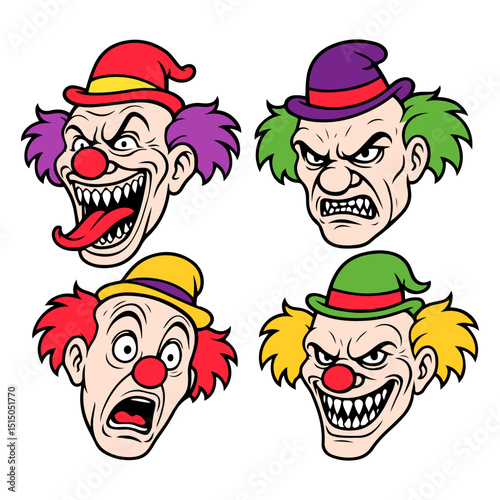 grinning clown face mascot