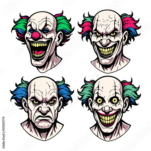 grinning clown face mascot
