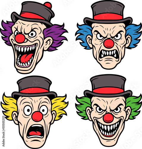 grinning clown face mascot