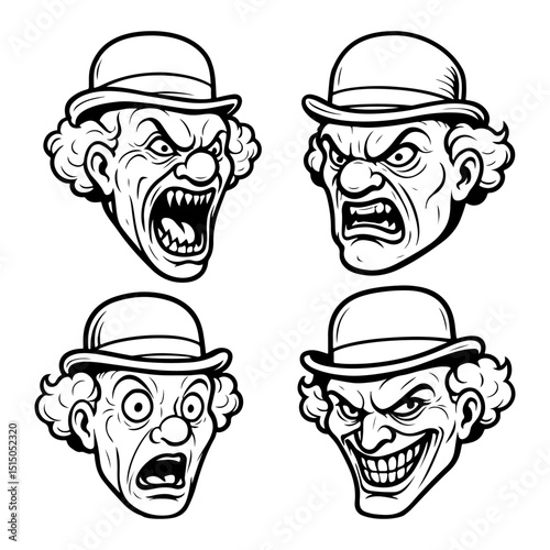 grinning clown face mascot