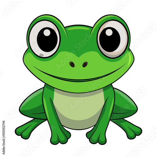 Cartoon Green Frog – Cute Amphibian Character Illustration

