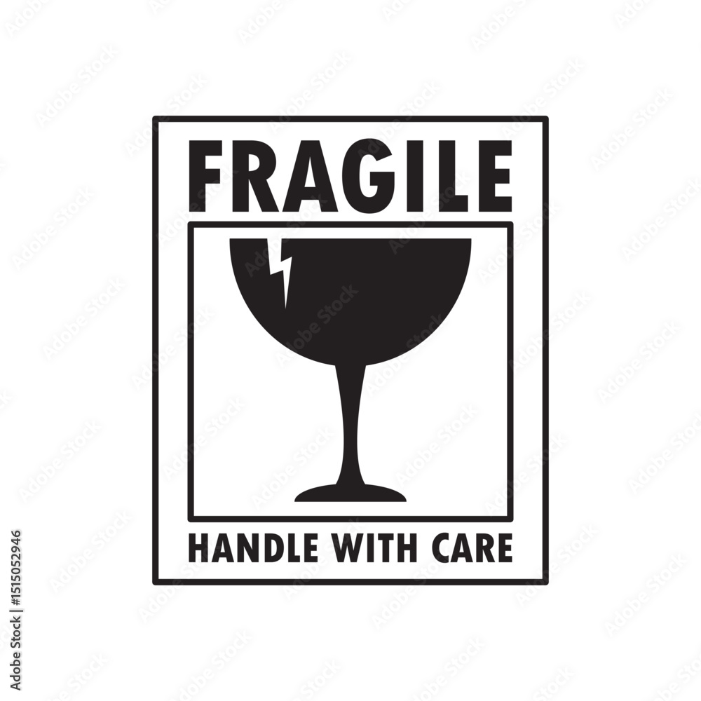 Fototapeta premium Fragile label for package. protection warning.
