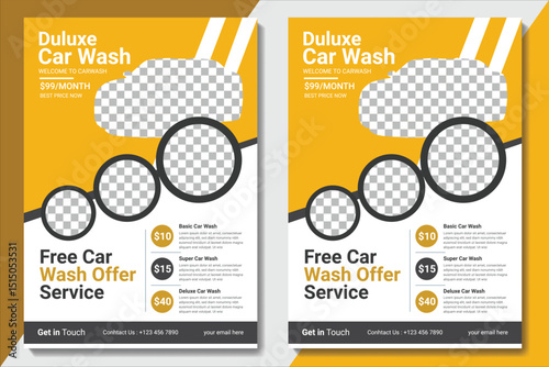 People cleaning car with sponge at car wash Creative car wash car detailing and rental flyer, car service, and price list flyer Car Wash Flyer Poster Layout bundle editable template Car Wash poster