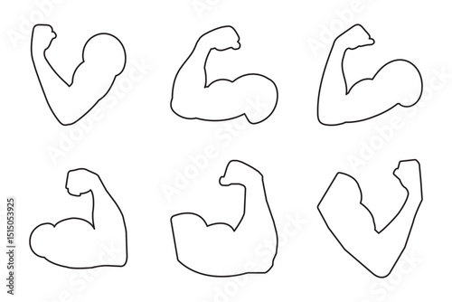 Strong arm biceps icon vector set illustration. Arm biceps silhouette art.