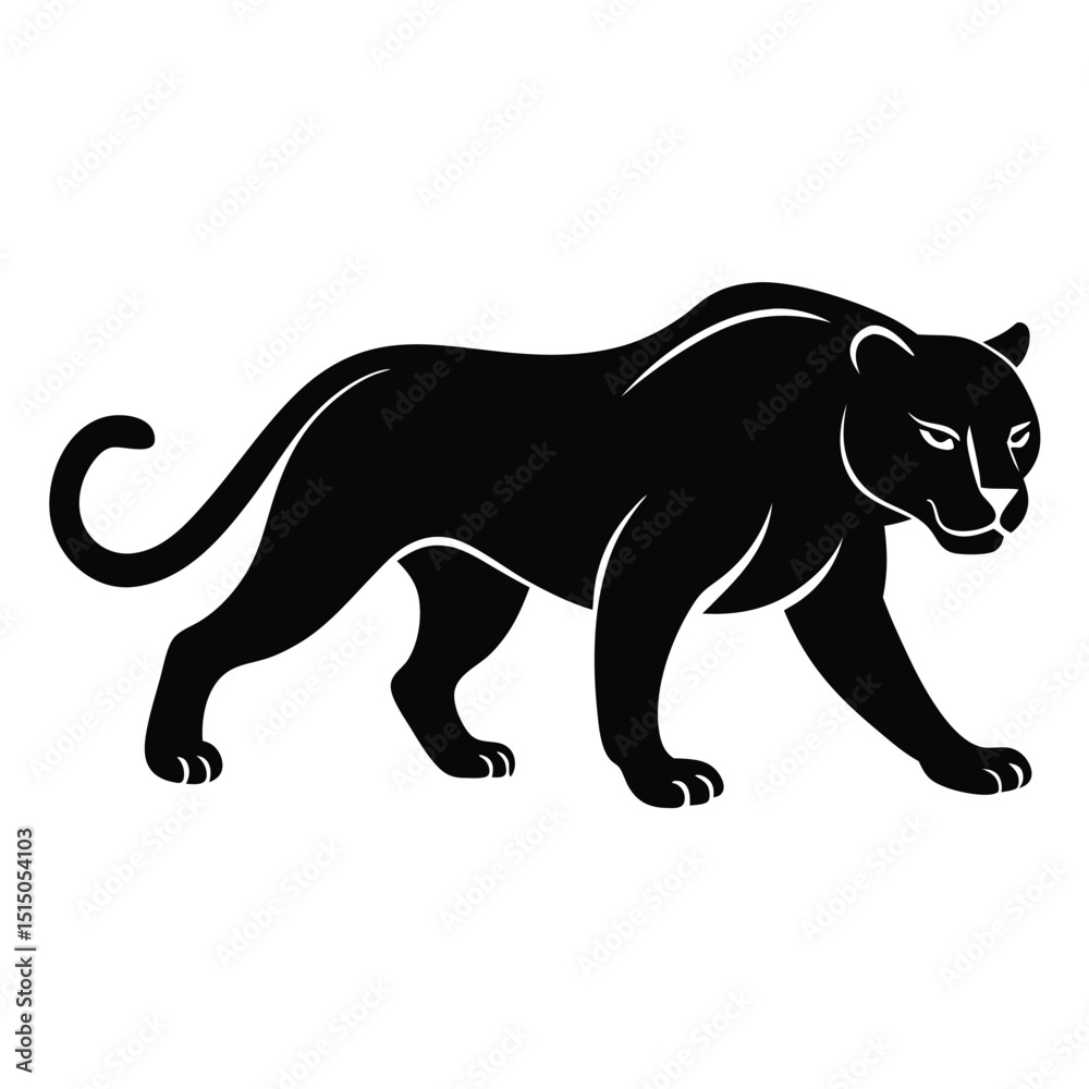 Naklejka premium Black and White Panther, Simple silhouette vector white background