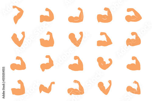 Strong arm biceps icon vector set illustration. Arm biceps silhouette art.