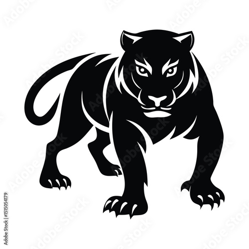 Black and White Panther, Simple silhouette vector white background
