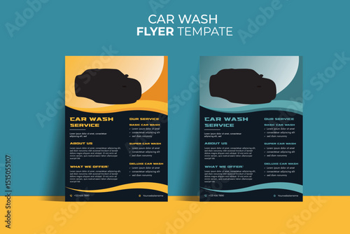 People cleaning car with sponge at car wash Creative car wash car detailing and rental flyer, car service, and price list flyer Car Wash Flyer Poster Layout bundle editable template Car Wash poster