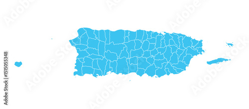 Puerto Rico Blue Map White Background