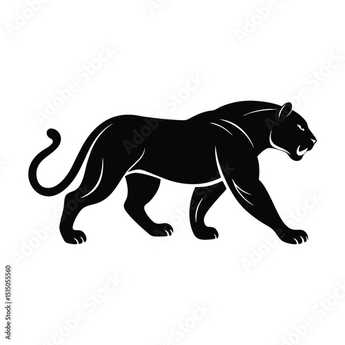 Black and White Panther, Simple silhouette vector white background