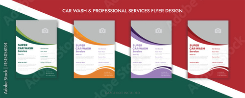 People cleaning car with sponge at car wash Creative car wash car detailing and rental flyer, car service, and price list flyer Car Wash Flyer Poster Layout bundle editable template Car Wash poster