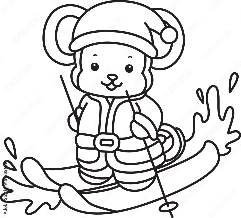 Obraz premium Outline of Cute Monkey icon. Coloring pages of Funny baby Monkey animal series stock illustration.