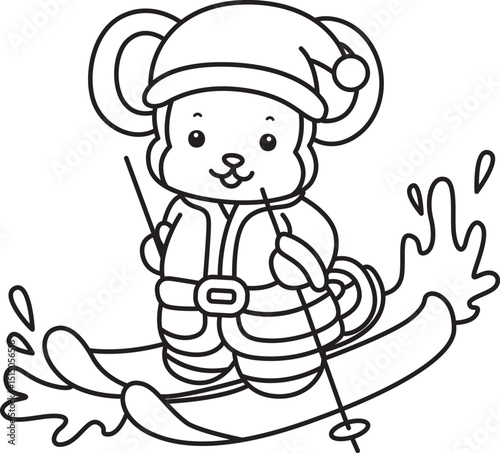 Outline of Cute Monkey icon. Coloring pages of Funny baby Monkey animal series stock illustration.