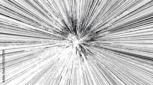Dynamic Energy Burst with Radial Lines in Black and White for Abstract Design Concepts