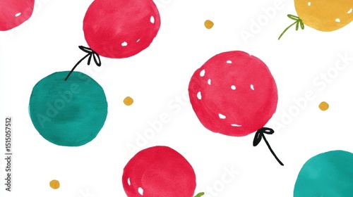 Colorful Hand-painted Balloons on White Background for Festive and Celebratory Themes