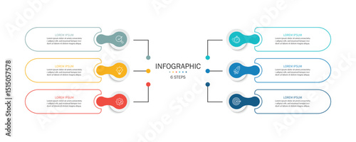 Business infographic template. 6 Step timeline journey. Process diagram, Infograph elements vector illustration.