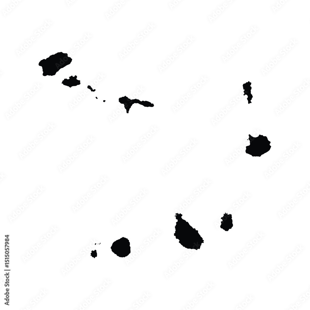 Cape Verde Black Map White Background