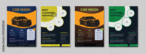 People cleaning car with sponge at car wash Creative car wash car detailing and rental flyer, car service, and price list flyer Car Wash Flyer Poster Layout bundle editable template Car Wash poster