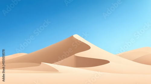 Serene Desert Landscape with Soft Sand Dunes and Clear Blue Sky in Daylight