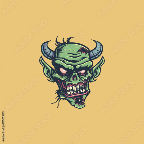 Zombie head devil logo design template