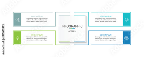 Business infographic template. 4 Step timeline journey. Process diagram, Infographic elements vector illustration.	
