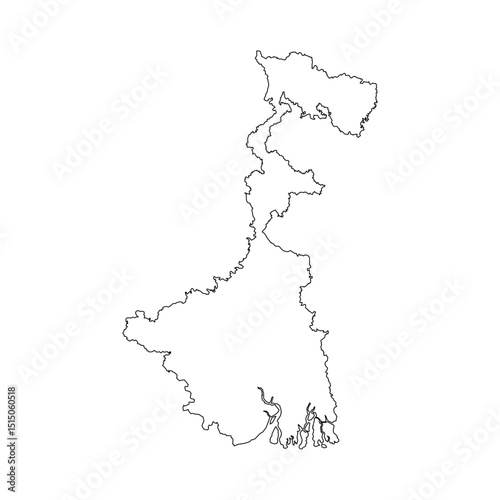West Bengal Outline Map White Background