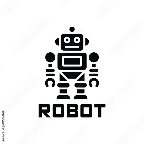 Classic Retro Robot Illustration Simple, Bold Design