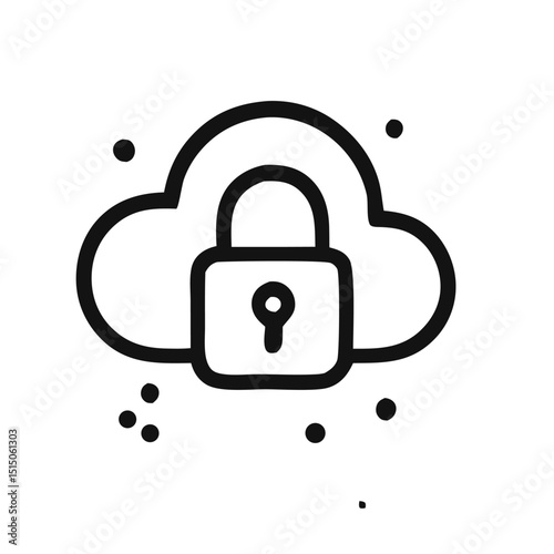 Cloud with a padlock inside for data security concepts. Ideal for tech blogs, cybersecurity websites, and digital privacy designs.