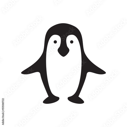 penguin silhouette design. Antarctic animal sign and symbol.