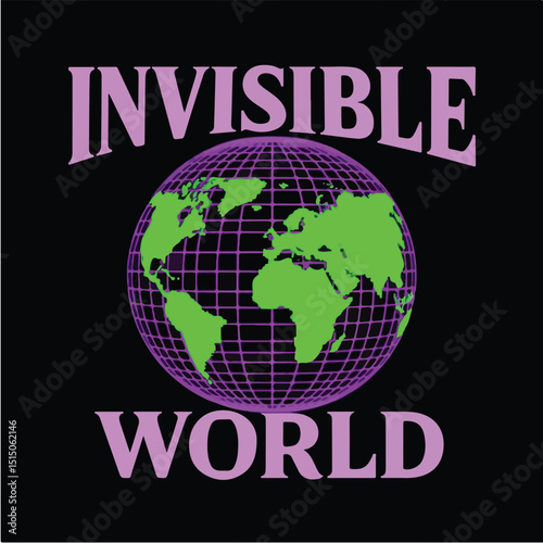 Futuristic Invisible World Globe Graphic T-Shirt.eps