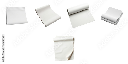 Wallpaper Mural Collection of Various Wrinkled White Papers and Fabric Textures on a transparent Background Featuring Different Sizes and Rolls of Flat Materials Torontodigital.ca